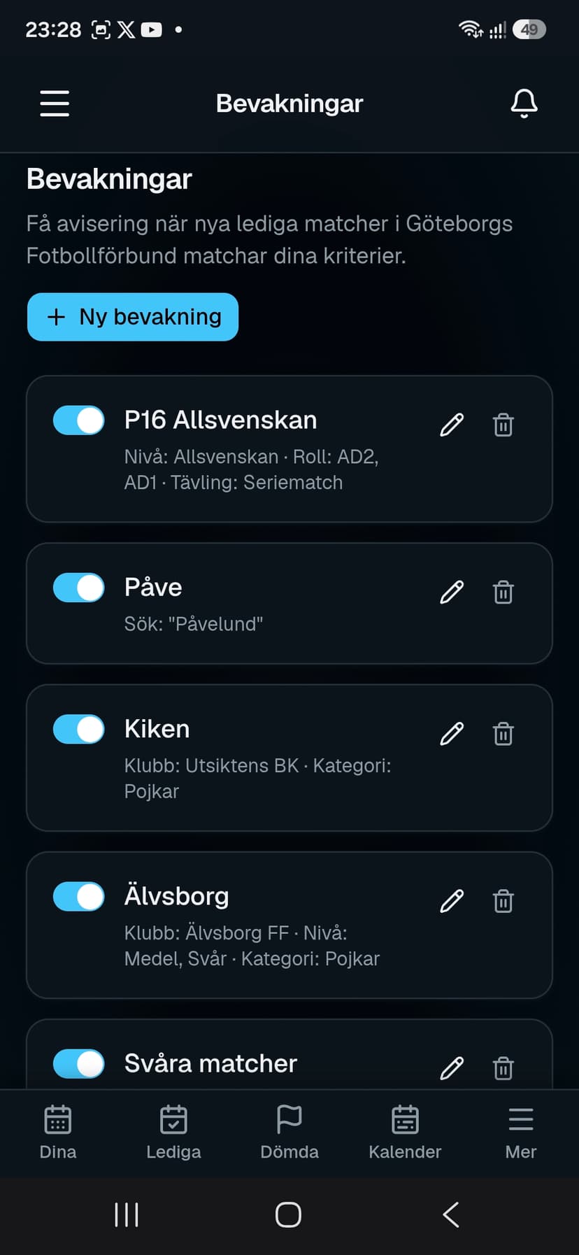 RefBase Spara filter och få avisering
