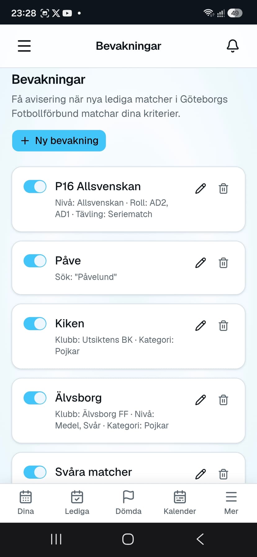 RefBase Spara filter och få avisering