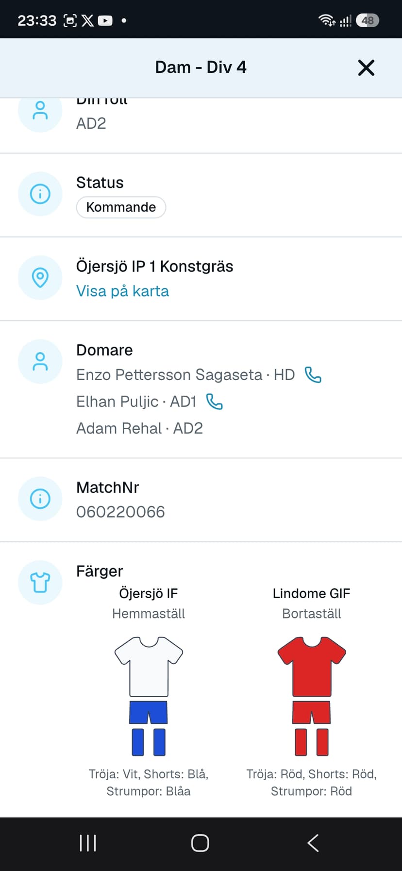 RefBase Förbered dig före avspark — vy 2