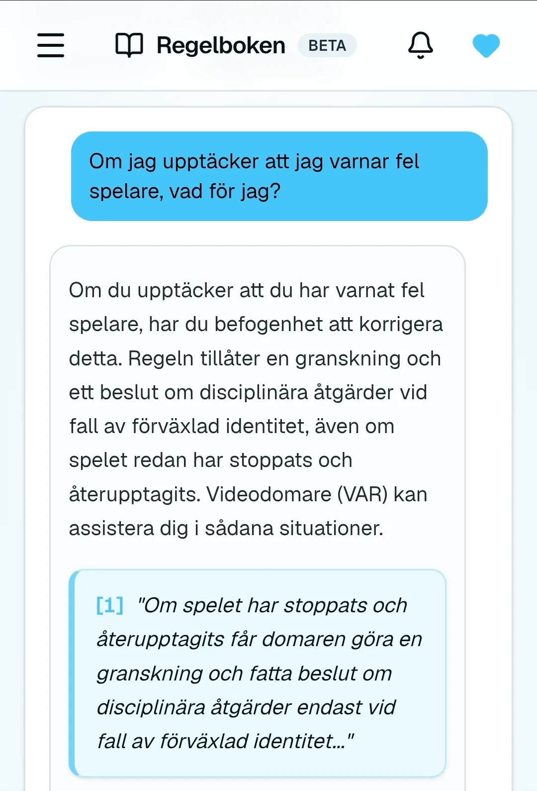 Uppdaterad regelbok med svar från RefBot